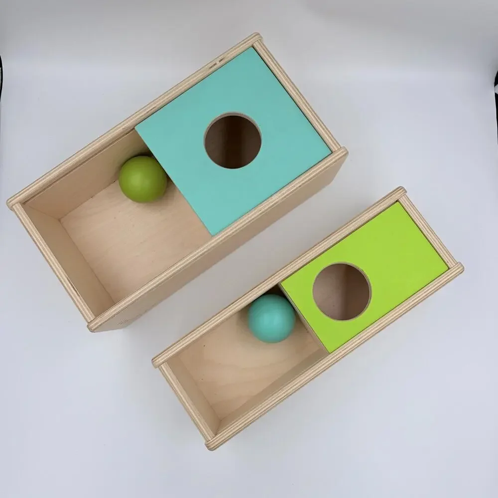 Lovevery Sliding Top Box & Ball Drop Box - Montessori Wooden Toys